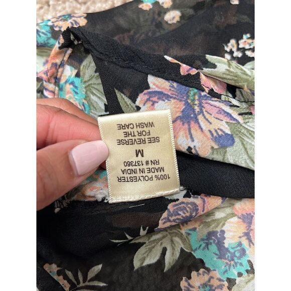 Truth NYC floral blouse knot-back see-through size M - Picture 4 of 4